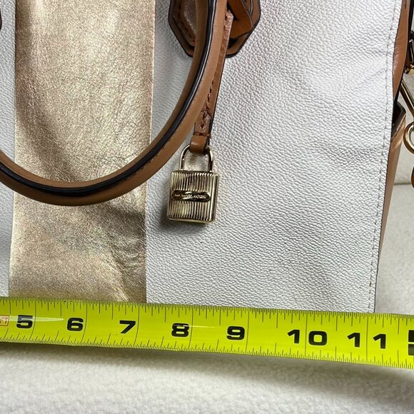 Michael Kors Gold and White leather satchel bag - Picture 11 of 12